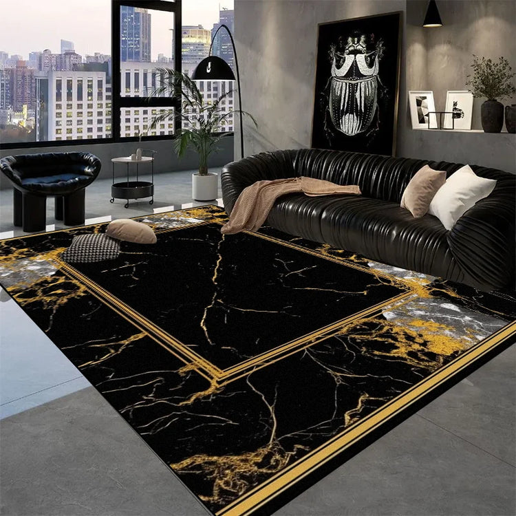 Europe and America Luxury Rugs for Living Room Decoration Home Golden Parlor Large Carpet Non-slip Bedroom Mat Washable Soft Rug