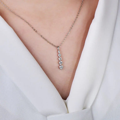 Rrjzz 5-Stone Moissanite Pendant Necklace D Color VVS1 Round Lab Diamond 14k Gold Silver Plated Necklace Jewelry Gifts with GRA