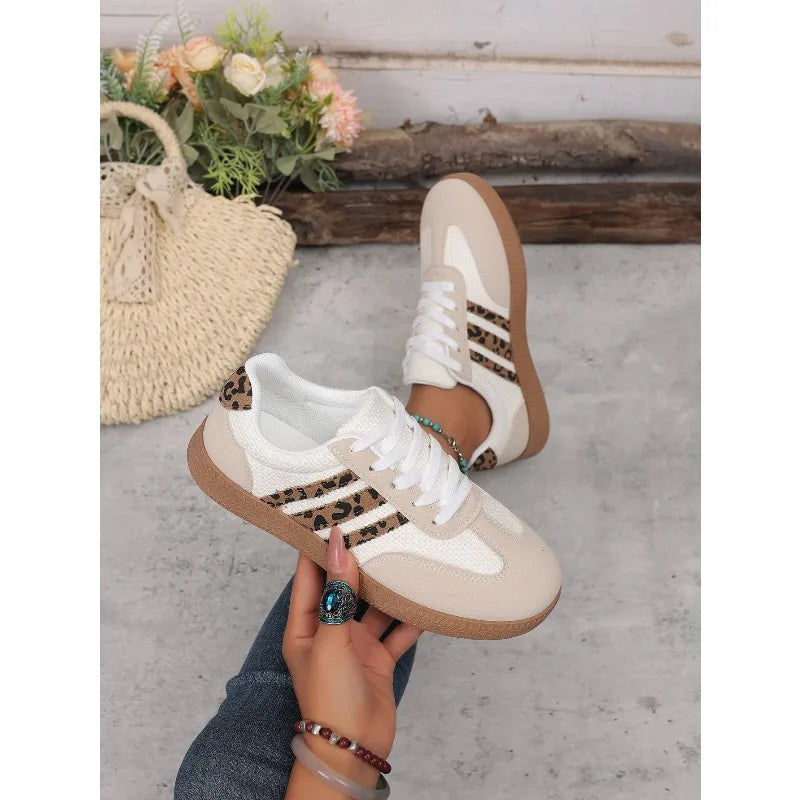 2026 Women Spring Sneakers Brand Classical Outdoor Casual Shoes Luxury Designer Leopard Print Comfort  Flat Shoes
