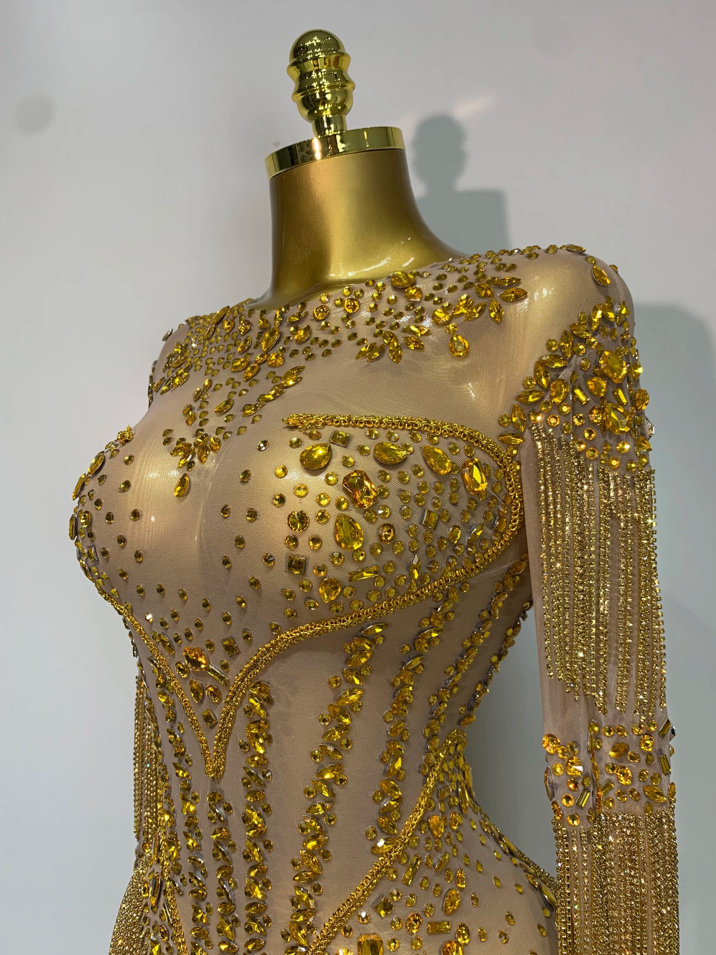 Women Sexy Mesh See Through Performance Dance Nightclub Rompers Singer Stage Outfit Sparkly Rhinestone Bodysuit Birthday Wear