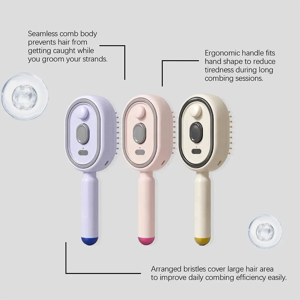 New Electric Hair Care Spray Massage Comb Self Cleaning Steam Essential Oil Brush Hair Oil Applicator Scalp Massager For Women