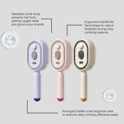 New Electric Hair Care Spray Massage Comb Self Cleaning Steam Essential Oil Brush Hair Oil Applicator Scalp Massager For Women