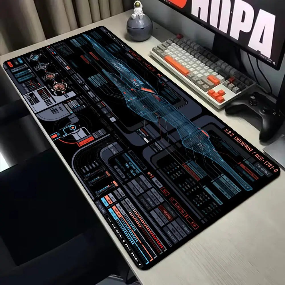 Starship Blueprint Pad Desk Pad Mouse Pad Gamer Computer Cabinet Star Trek Game Office Accessories Keyboard Anime Extended Large