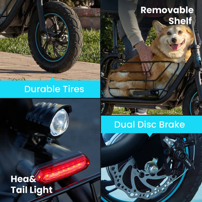 Gyroor Electric Scooter with Basket for Pet, 3 Riding Modes Foldable Electric Scooter for Adults - up to 20 Miles 18.6MPH
