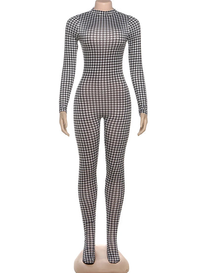 Weird Puss Sexy Snake Print Foot Jumpsuit Women Zip Spring Trend O-Neck Full Sleeve Stretch Street Clubwear Workout Overalls