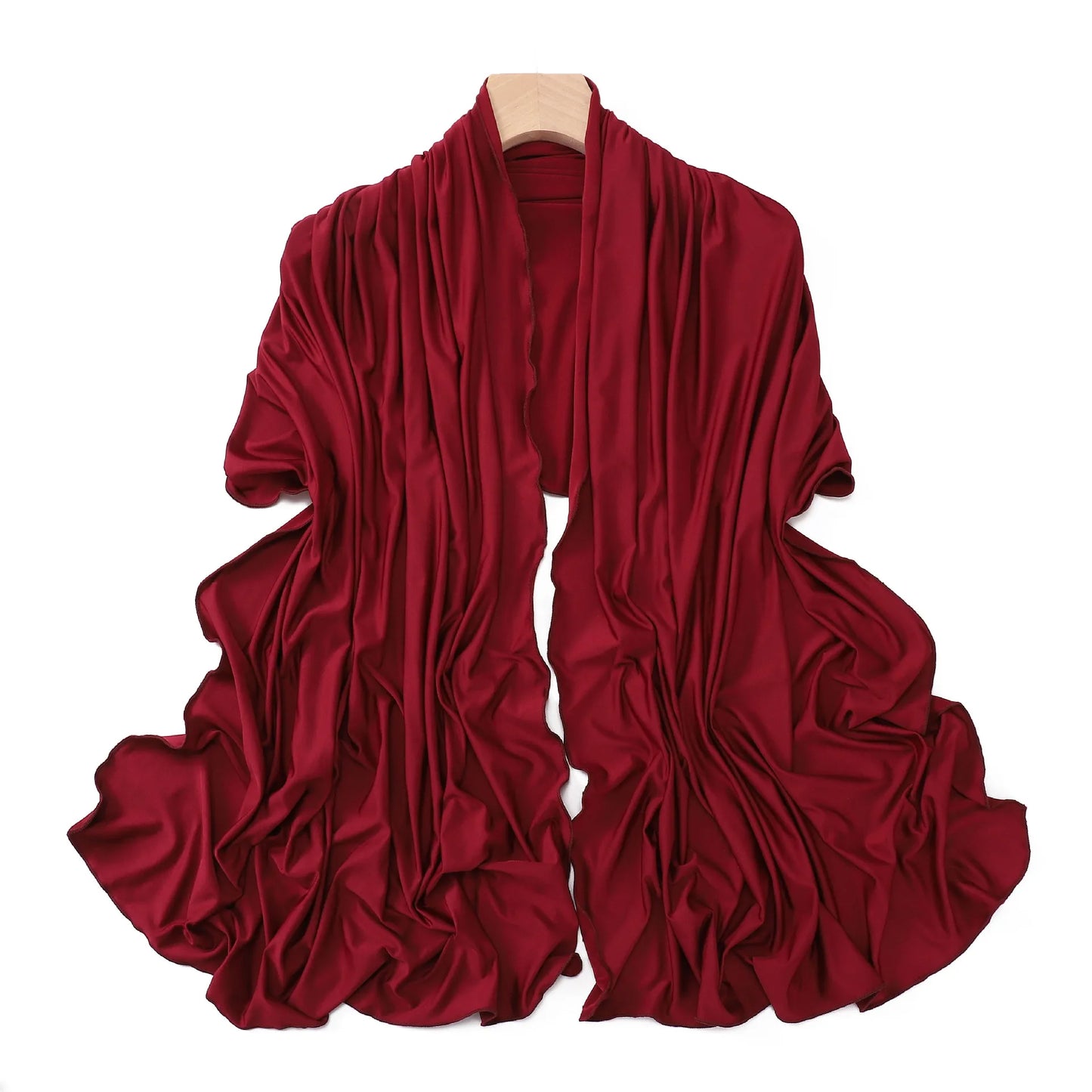 Luxury Wavy Edge Jersey Hijab for Women Solid Color Milk Silk Scarf Headscarf Autumn Shawl Stretchy Chiffon Scarf Ramanda
