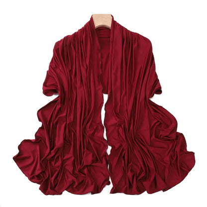Luxury Wavy Edge Jersey Hijab for Women Solid Color Milk Silk Scarf Headscarf Autumn Shawl Stretchy Chiffon Scarf Ramanda