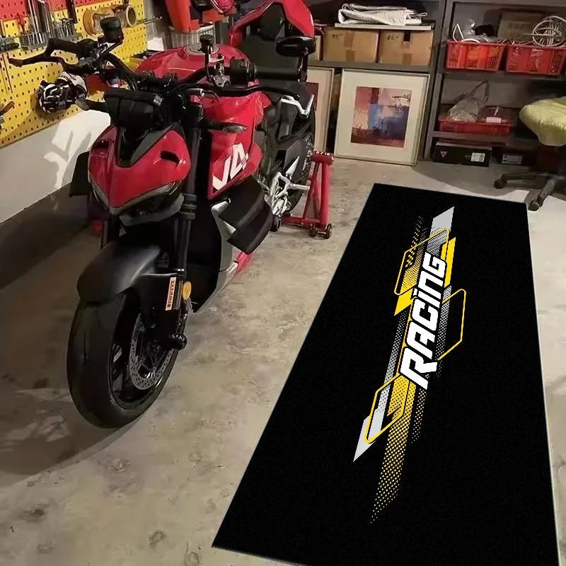 VIKAMA Red Stripe Racing Pit Mat Waterproof Anti Slip Wear Resistant Rug For Garage Motorcycle Maintenance Parking Carpet