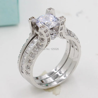 14K White Gold Vintage Lovers Grown Pink Diamond Ring Set Engagement Wedding Rings for Women Men Jewelry