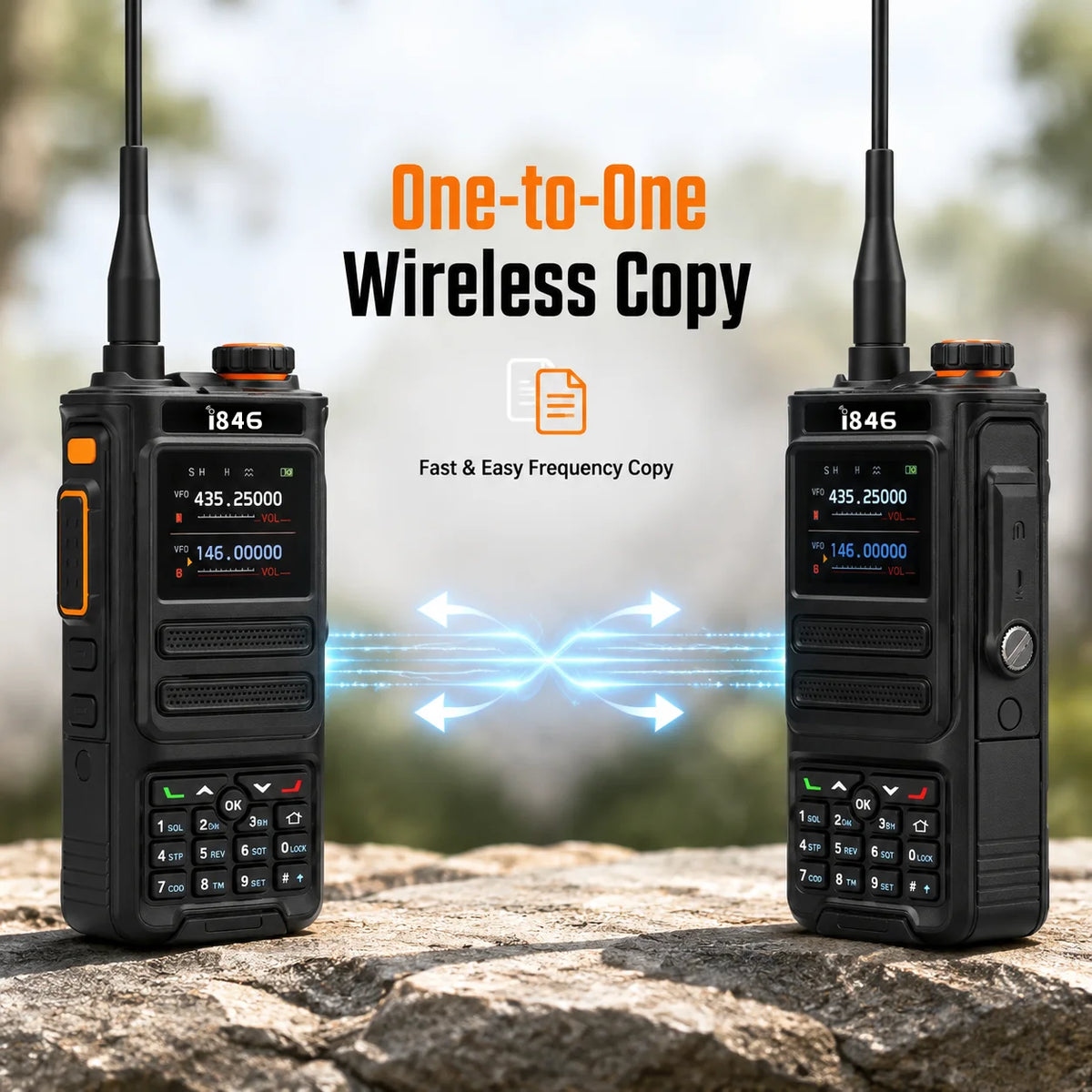 10W Walkie Talkie IP68 Waterproof Two Way Radio 100-600MHz Long Range with LED Display & Flashlight for Outdoor Hunting