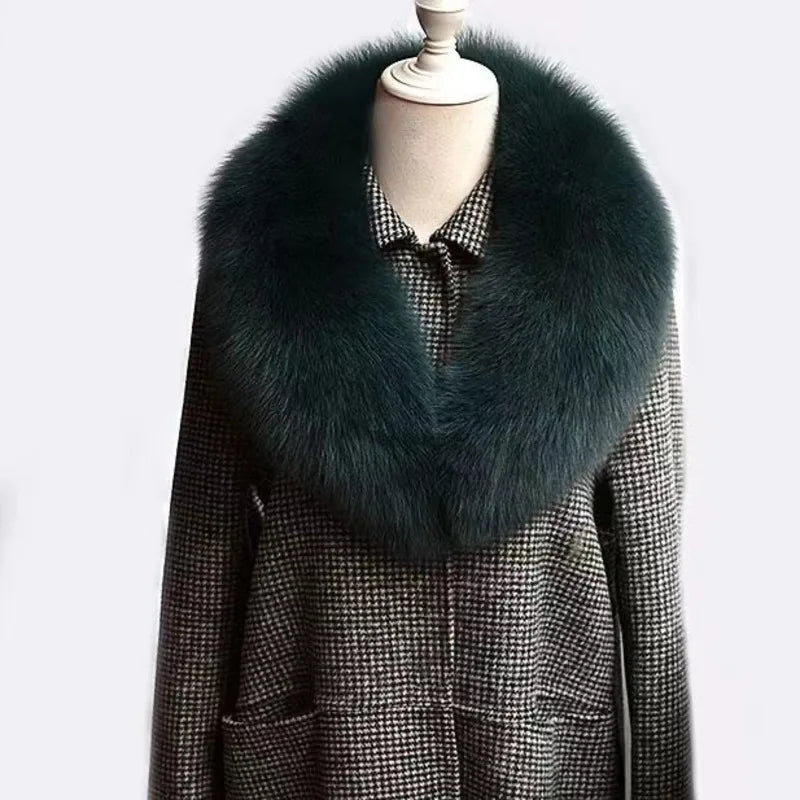 Winter Real Fox Fur Collar Woman Furry Natural Raccoon Fur Scarf Shawls Luxury Neck Warmer Wraps For Coat Fur Scarves Large Size