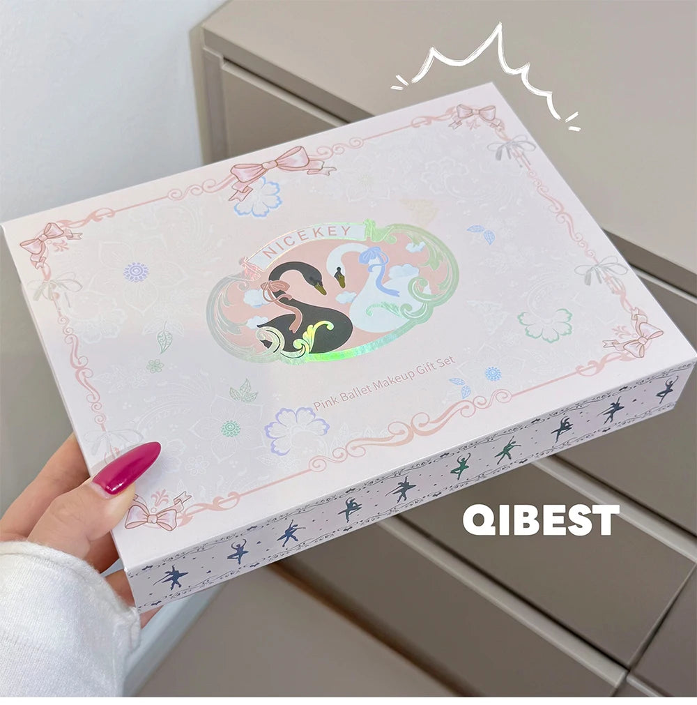 NICEKEY Makeup Sets Include 1*Lip Stain,1*Pressed Powder,1*Highlight Powder,1*Eyeshadow Palette With Necklace Gift Cosmetics Kit