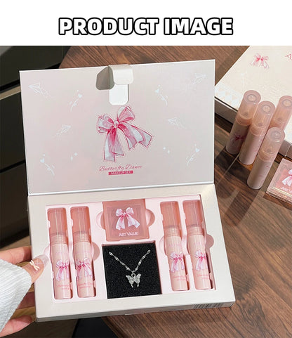 ART VALUE Makeup Sets Include 4Pcs Velvet Matte Lip Mud,1 Pc Blush Palette And 1 Necklace Gift Cosmetics Kits Lasting Lipgloss