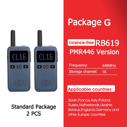 Retevis RB619 Mini Walkie Talkie PMR446/FRS 1650mAh Portable Long Range Two Way Radio Type-C Programmable for Restaurants Hotels