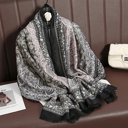 New Paisley Cotton Pashmina Shawl Lady Wrap Warm Winter Scarves Autumn Design Print Female Foulard Beach Stoles Luxury Scarf