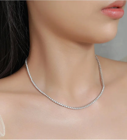 3mm S925 Sterling Silver D Color VVS1 Moissanite Tennis Necklace GRA Certified Lab Diamond  for Women Man Jewellery