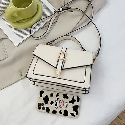 Women PU Leather Messenger Shoulder Bag Ladies Solid Color Simple Crossbody Bag Fashion Handbag Leisure Portable Sling Bag