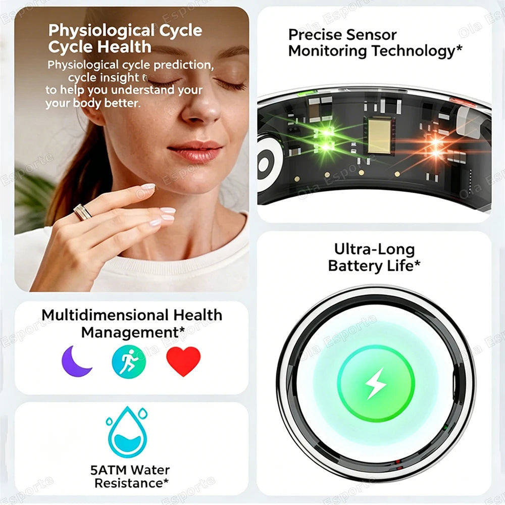 2026 New Smart Ring Bluetooth Heart Rate Body Temperature Monitor AI Health Analysis 5ATM Waterproof Sports Smartring Men Women