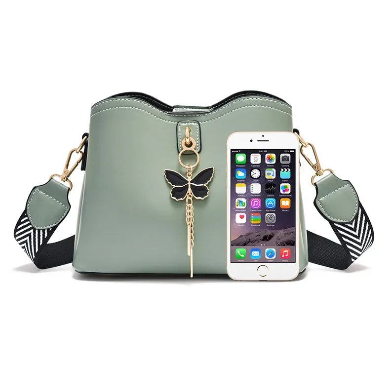 2025 Women White Handbag New Designer Butterfly Tassel PU Leather Messenger Bags Ladies Crossbody Female Tote Shoulder Bag