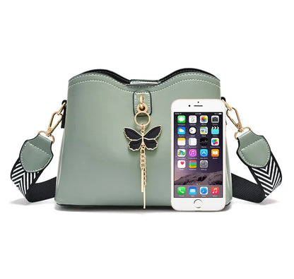 2025 Women White Handbag New Designer Butterfly Tassel PU Leather Messenger Bags Ladies Crossbody Female Tote Shoulder Bag