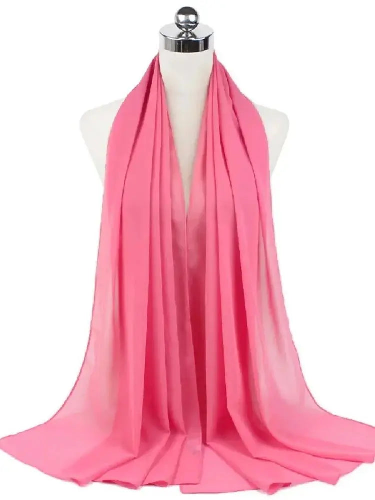New Fashion Women Solid Chiffon Headscarf Ready To Wear Instant Hijab Scarf Muslim Shawl Islamic Hijabs Arab Wrap Head Scarves