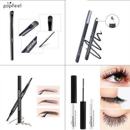 Essential Eye Makeup Set for Beginners Matte&Shimmer Eyeshadow Palette, Mascara, Eyebrow Pencil, Lip Eyeliner,Brush Tool Set Box