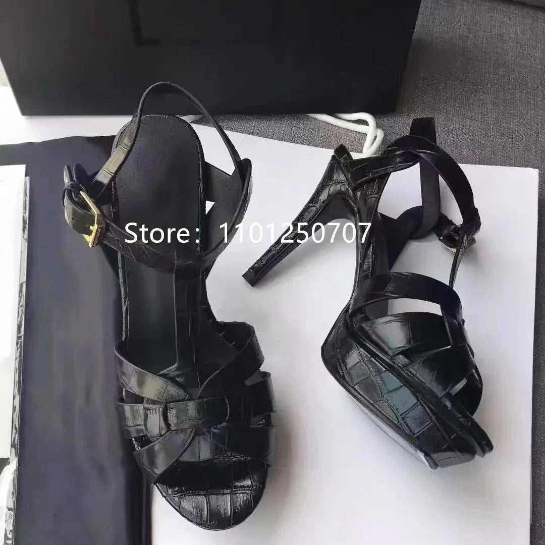Luxury Style Women Sandals Summer Platform Women High Heels 14CM Open Toe Spike Heels Dressing Shoes Brand