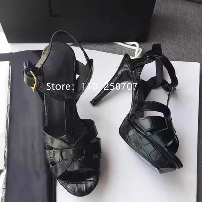 Luxury Style Women Sandals Summer Platform Women High Heels 14CM Open Toe Spike Heels Dressing Shoes Brand