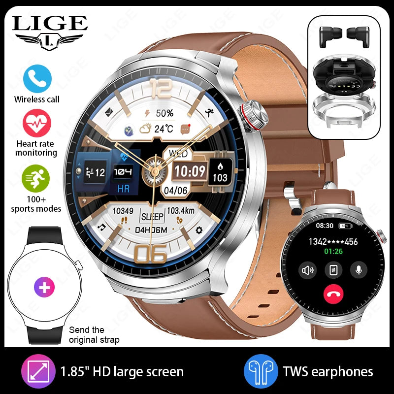 2026 New TWS 2 in 1 Smart Watch with Earbuds Bluetooth Call Earphone Smartwatch Men Women Heart Rate Monitor Sport Music Watches