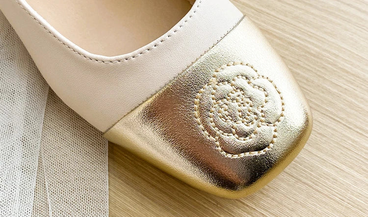 Fashion Mary Jane Women's Shoes 3cm Wide Heel Pumps Embroidered Flowers Pearl Buckle Strap Mary Jane Shoes Luxury Leather Heels