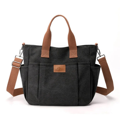 High Capacity Top-Handle Bag For Women Shoulder CrossBody Bag Vintage Canvas Ladies Tote Messenger Bag Female Travel Handbag
