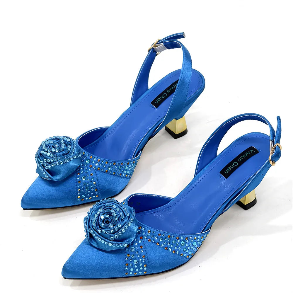 Doershow Beautiful High Quality African Style Ladies Shoes And Bags Set Latest Silver Italian Shoes And Bag Set For Party