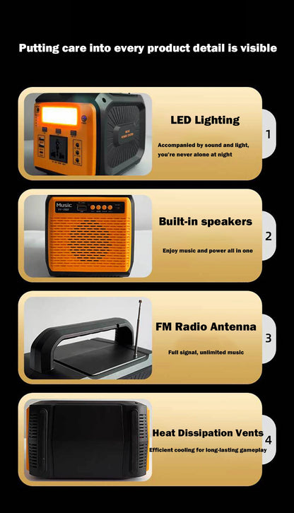 Gaiaray 100W Portable Power Station LiFePO4 Charge Station 76.8Wh Solar Generator With Bluetooth Speaker FM for Camping Travel