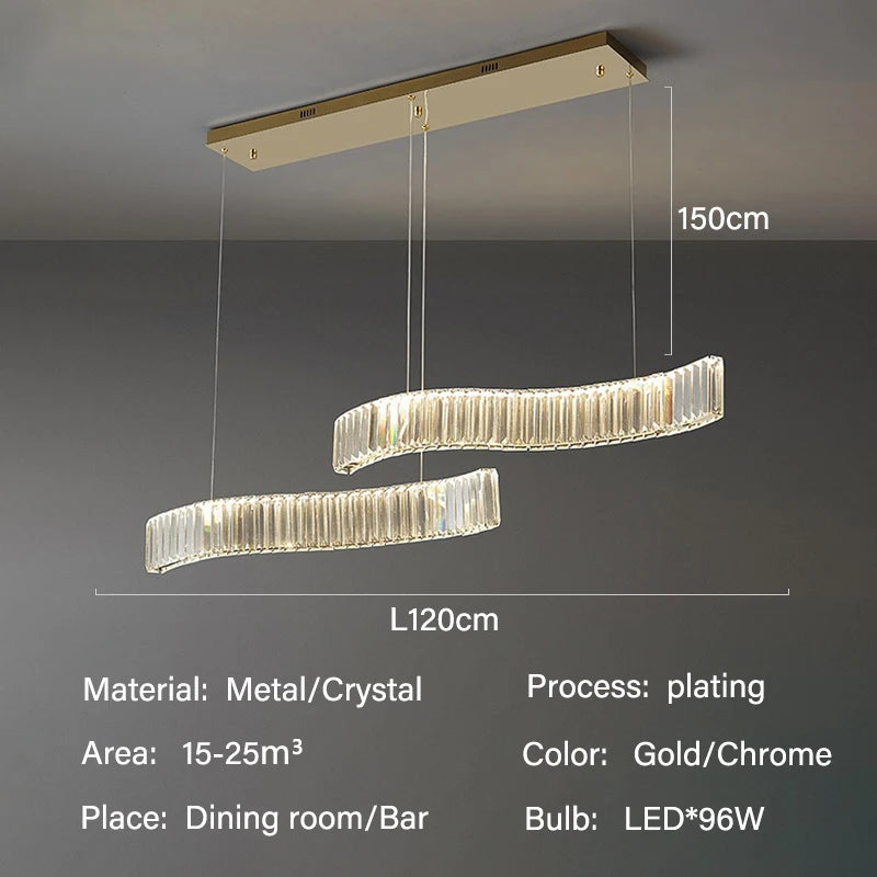 Modern Luxury LED Crystal Pendant Lights Villa Dining Room Kitchen Lighting Lustre Decor Chandeliers Indoor Bar Lights Fixture