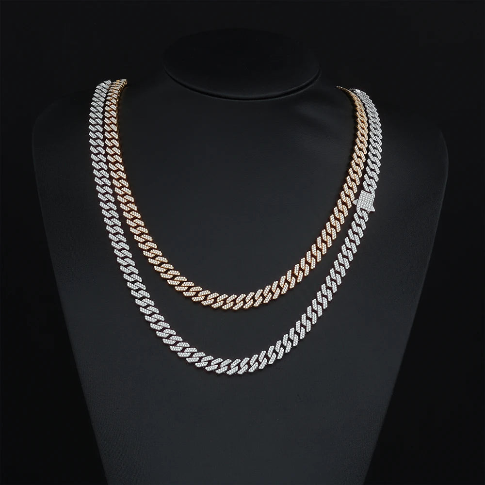 Hip Hop Fine Jewelry 8mm Stainless Steel Cuban Chain Iced Out 2 Rows VVS1 Moissanite Necklace Bracelet Miami Fashion For Men