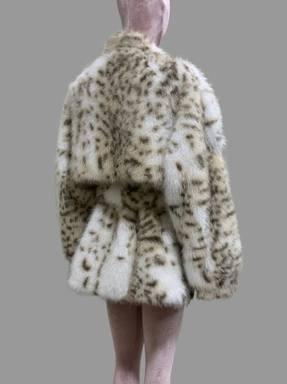Nerazzurri Autumn Winter Colorful Oversized Thick Warm Hairy Faux Lynx lynx Fur Coat Women Sashes Luxury Fluffy Jacket Clothes