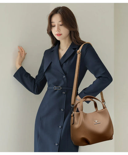 Genuine Soft PU Leather Handbags for Women Vintage Shoulder Tote Bag Luxury Designer Ladies Large Capacity Purse Bags Sac A Main