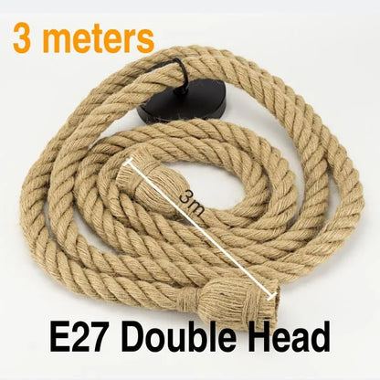 Hemp Rope Pendant Lights E27 Vintage Retro Hemp Rope Lamp Hanging Lamps Creative Loft Home Chandeliers LED Light Base AC85V-265V