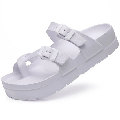 Shevalues Casual Women's Sandals With Arch Support Anti-slip Fashion New Slides Soft Sole Beach Slippers With Adjustable Buckle
