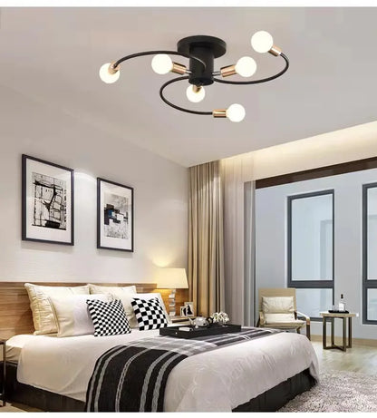Minimalist Black/White/Gold Chandelier Simple Nordic Metal Chandelier Ceiling Lights for Living Room Bedroom Kitchen Bar Lustre