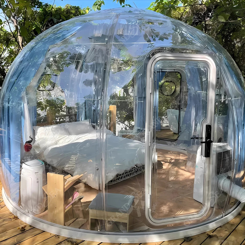 Portable Geodesic Bubble Dome, Transparent Polycarbonate Glamping Tent, Luxury Igloo Shelter for Outdoor Camping Garden Family
