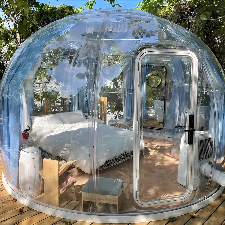 Portable Geodesic Bubble Dome, Transparent Polycarbonate Glamping Tent, Luxury Igloo Shelter for Outdoor Camping Garden Family