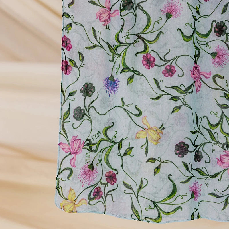 1Pcs Ramadan Flower Watercolor Hijab Women Bohemian Soft Muslim Hijabs Floral Breathable Shawl Wrap Scarf Headscarf Warm