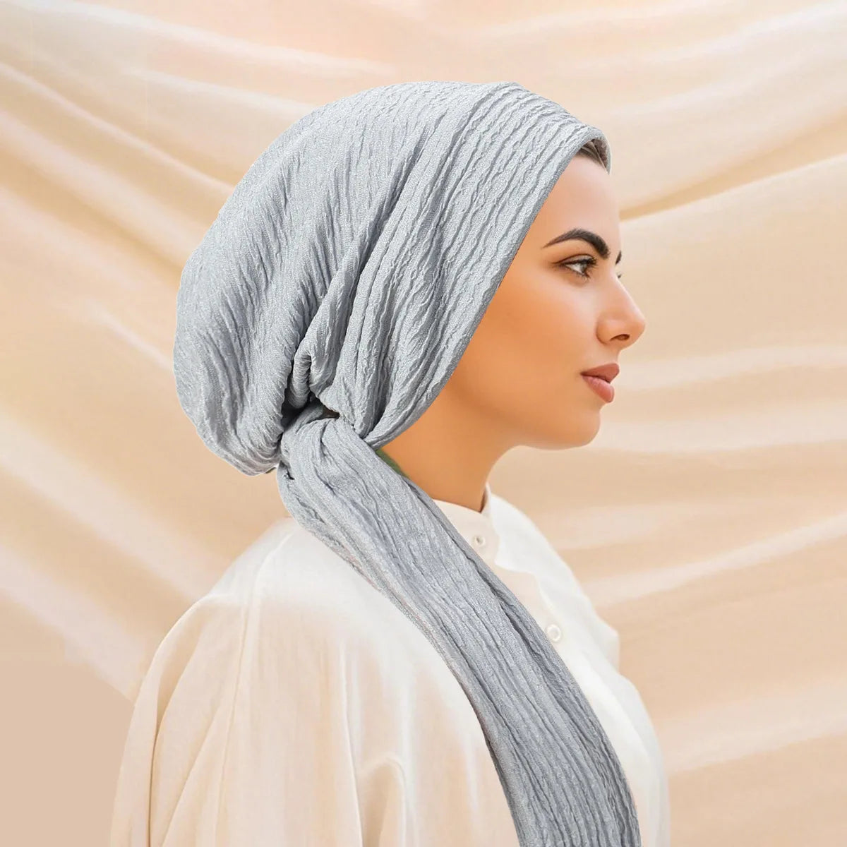2026 New Solid Color Turban Hijab Hats Long Tail Head Wraps Elastic Muslim Hats Breathable Chemo Cap For Women Girls