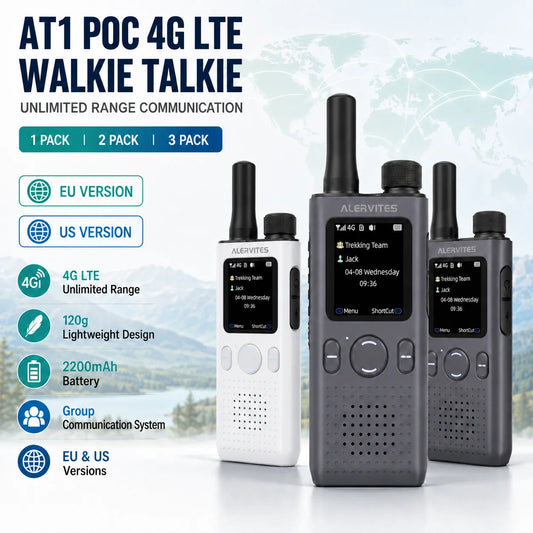 1/2/3PCS ALERVITES PoC AT1 Global Walkie Talkie Baofeng Radio 4G LTE Unlimited Distance US/EU Version OLA APP USB-C Ultra-light