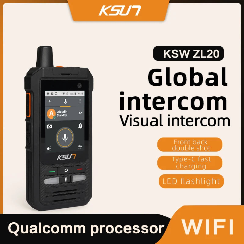 Compatible With ZELLO Walkie Talkie Phone 4G Android WIFI Blue-Tooth Touch Screen Two Way Radio Global Long Range KSUN ZL20