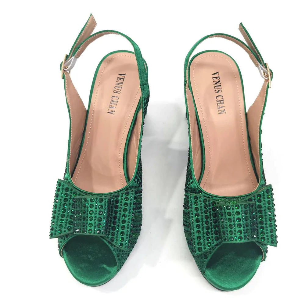 Mature Sweet 2024 Super Heels Peep Toe Ladies Slipper Shoes with Bag Set in Blue Color For Nigerian Women Wedding Party