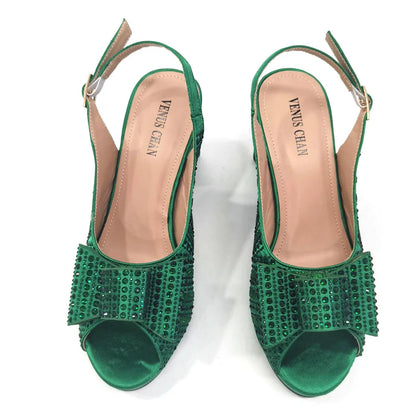 Mature Sweet 2024 Super Heels Peep Toe Ladies Slipper Shoes with Bag Set in Blue Color For Nigerian Women Wedding Party