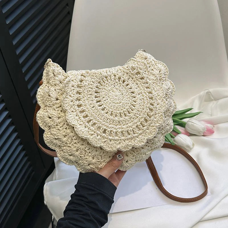 Vintage Woven Handbag New Vacation Round Summer Beach Bag Fashion Crossbody Bag Ladies Messenger Bags