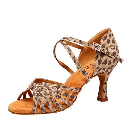 UK Latin Dance Shoes Women's Genuine Leather Flexible Sole Professional Competition Ballroom Practice Shoes
